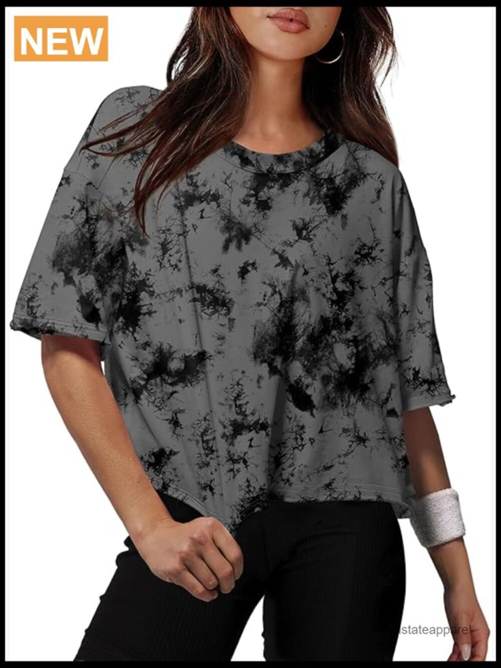 Oversized Drop Shoulder Crop Top Tee Workout T-Shirt Women
